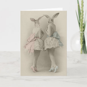 Cartão Rabbit girls greeting card