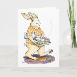 Cartão Rabbit Tea Tray Get Well card