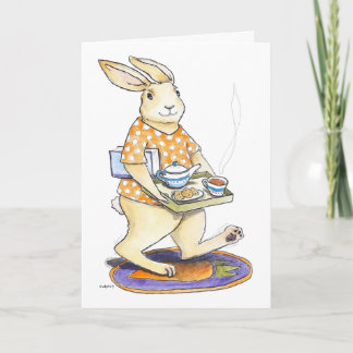 Cartão Rabbit Tea Tray Get Well card
