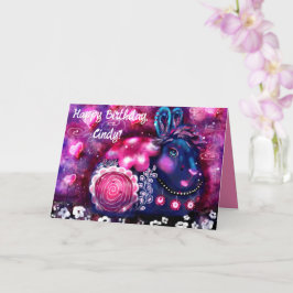 Cartão Rabbit Whimsic 'Glamor Bunny' Aniversário