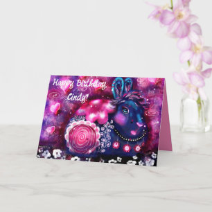 Cartão Rabbit Whimsic 'Glamor Bunny' Aniversário