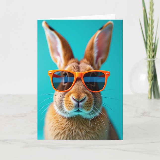 Cartão Rabbit With Orange Glasses Card (Frente)