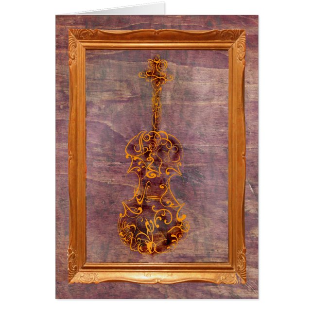 Cartão Rabisco do violino no quadro (Frente)