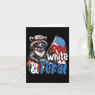 Cartão Raccoon 4 De Julho Patriótico Vermelho Branco E F