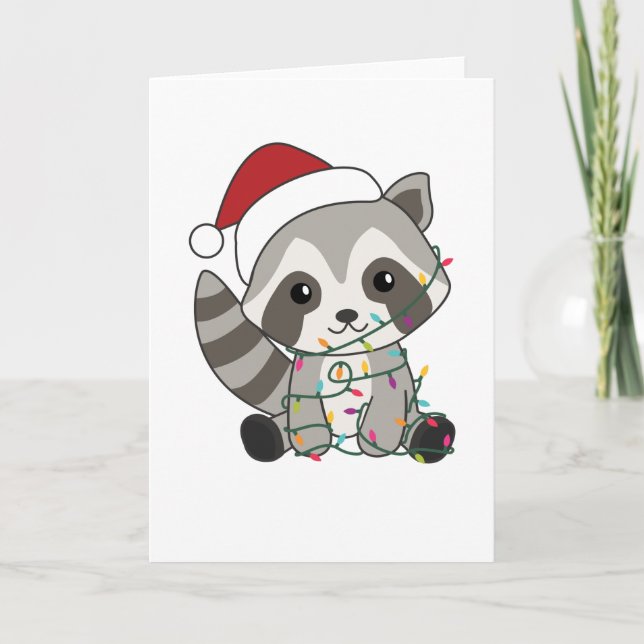 Cartão Raccoon Christmas Snow Winter Raccoons (Frente)