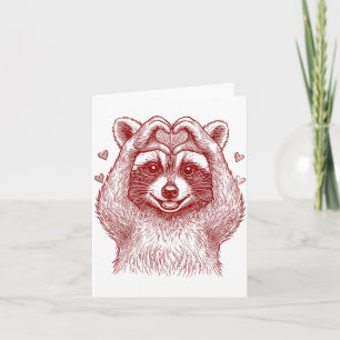 Cartão Raccoon Dia dos Namorados Engraçado Raccoon Feral 