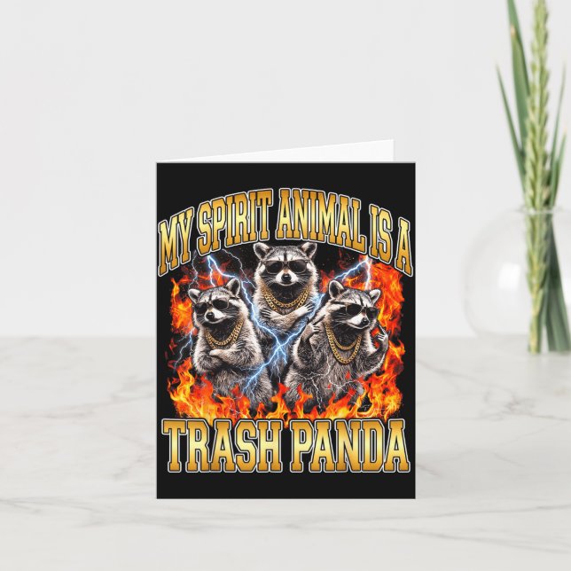 Cartão Raccoon My Srit Animal Is A Trash Panda Funny Boot (Frente)