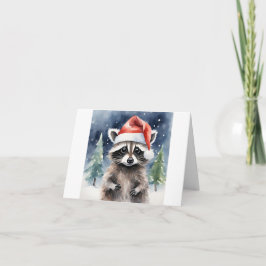 Cartão Raccoon Santa Hat Natal