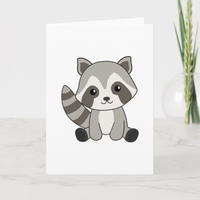 Cartão Raccoon Sweet Animal For Kids Funny Raccoons (Frente)