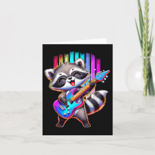 Cartão Raccoon Tocando Rocha E Roll De Violão