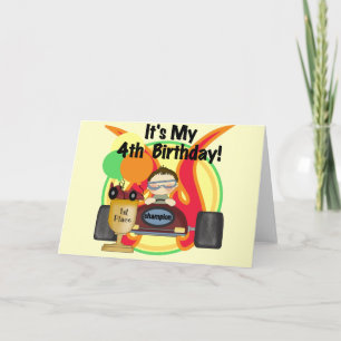 Cartão Race Car 4º Aniversário Camisetas e presentes