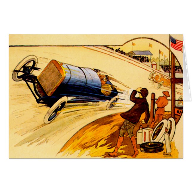 Cartão Race Car ~ Vintage Motor Car Poster (Frente Horizontal)