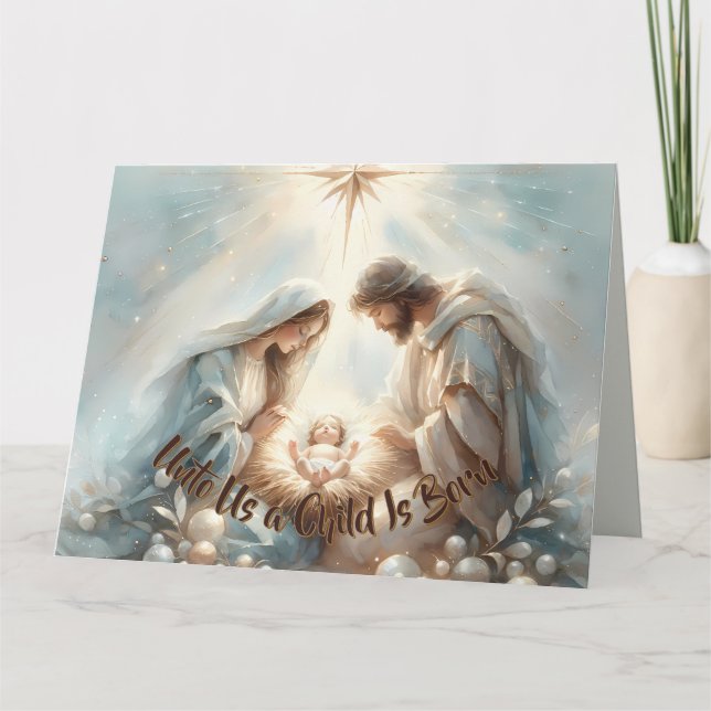 Cartão Radiant Holy Family Nativity Scene (Frente)
