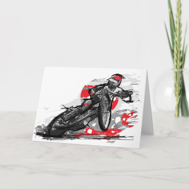 Cartão Rádio Flat Track Motorcycle Racer (Frente)