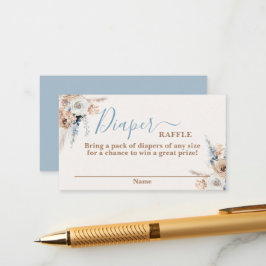 Cartão Raffle Chá de fraldas Boho Azul