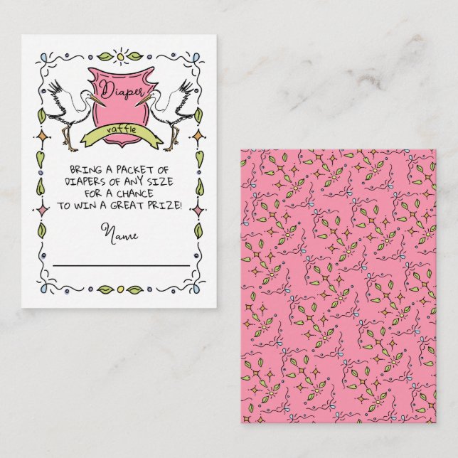 Cartão Raffle com Fralda de Crest Storey desenhada (Frente/Verso)