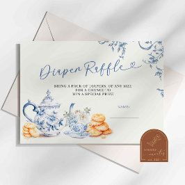 Cartão Raffle de Fralda de Chinoiserie Azul