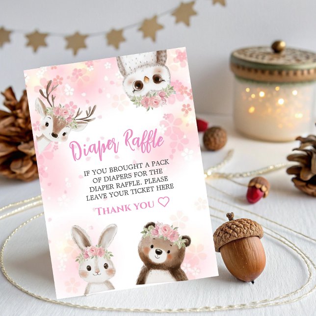 Cartão Raffle de Fralda de Woodland para Chá de fr (Criador carregado)