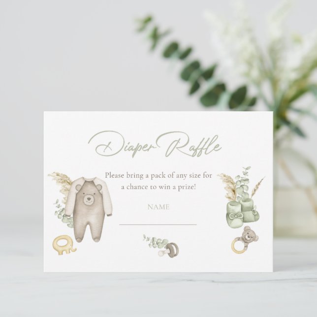 Cartão Raffle Fralda de Garoto Verde (Em pé/Frente)