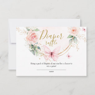 Cartão Raffle para Fralda de borboleta rosa