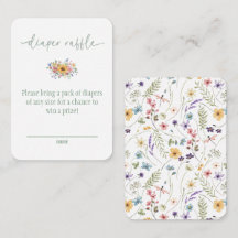 Cartão Raffle para Fralda Verde de Flor Selvagem