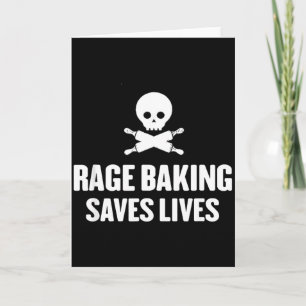 Cartão Rage Baking salva crânio vivo divertido padeiro co