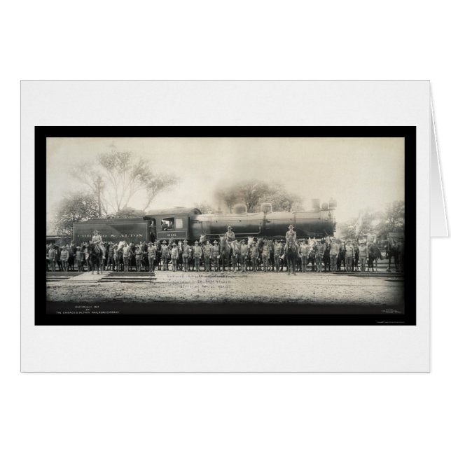 Cartão Railroad & Cavalry Photo 1907 (Frente Horizontal)