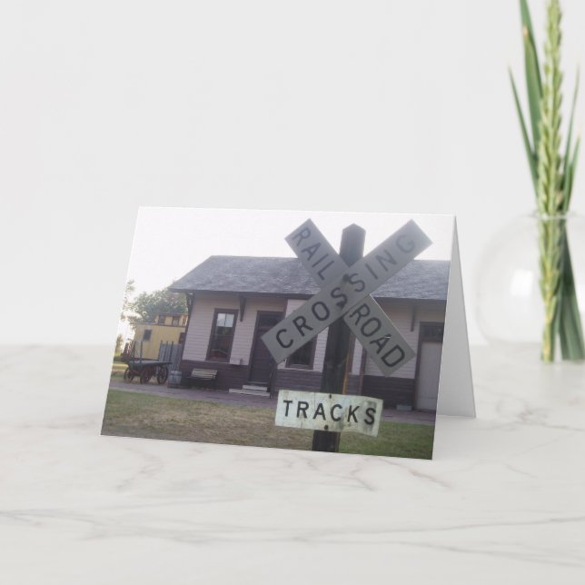 Cartão "Railroad Depot" Obtenha Bem-Cartão (Frente)
