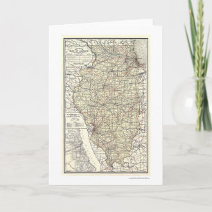 Cartão Railroad Map Of Illinois 1898