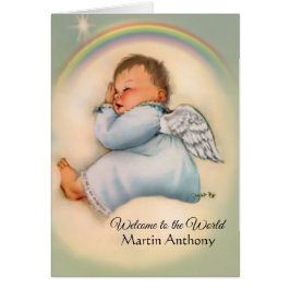 Cartão Rainbow Baby Boy Angel Escritura Religiosa Versa