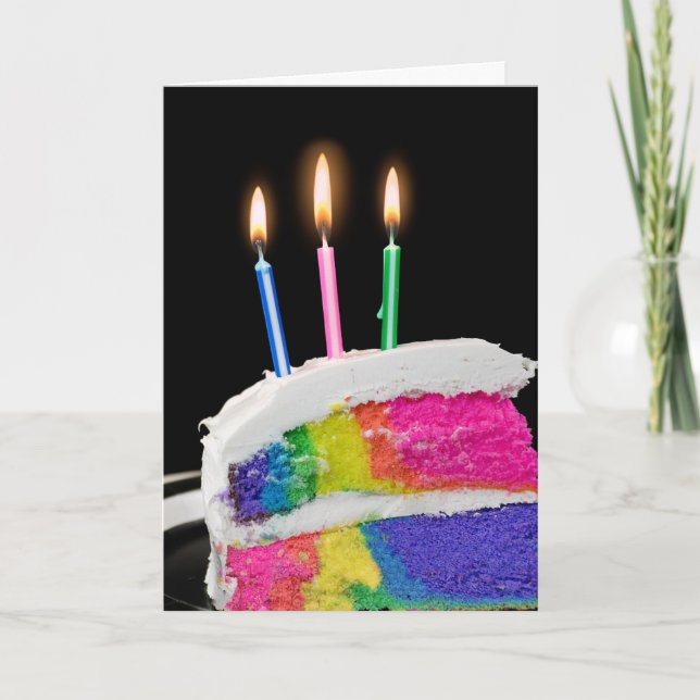 Cartão Rainbow Birthday Cake (Frente)