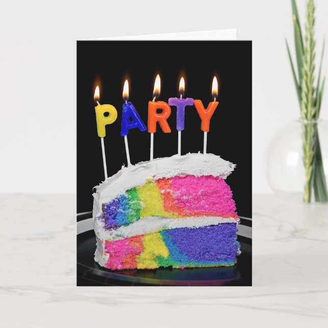 Cartão Rainbow Birthday Cake (Frente)