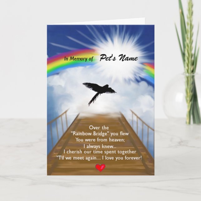 Cartão Rainbow Bridge Memorial Poem for Birds (Frente)