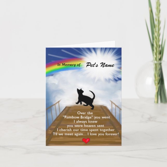 Cartão Rainbow Bridge Memorial Poem for Cats (Frente)