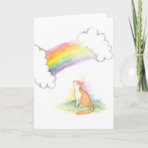 Cartão Rainbow Bridge Orange White Cat Sympathy Card