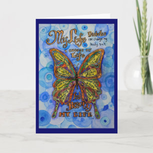 Cartão Rainbow Butterfly Inspirational Diabetes Cards