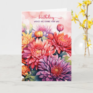Cartão Rainbow Chrysanthemum LGBTQ Aniversário