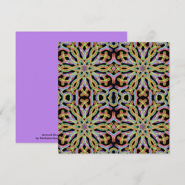 Cartão Rainbow Colored String Rope Pattern Art (Frente/Verso)