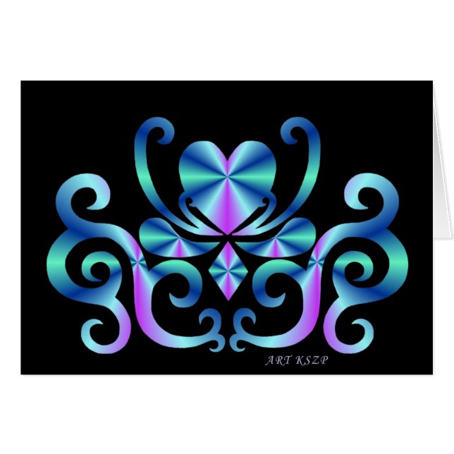 Cartão Rainbow Heart e Lily (Frente Horizontal)