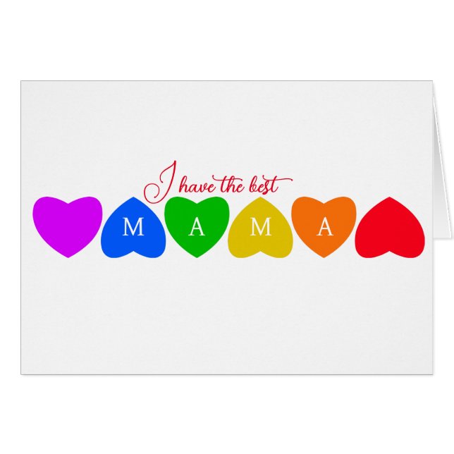 Cartão Rainbow Hearts personalizado Mamãe (Frente Horizontal)