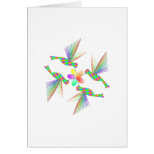 Cartão Rainbow Hummingbird Beijando Uma Flor