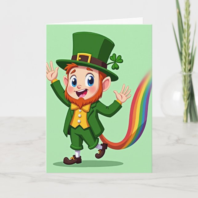 Cartão Rainbow Leprechaun Joy Card (Frente)