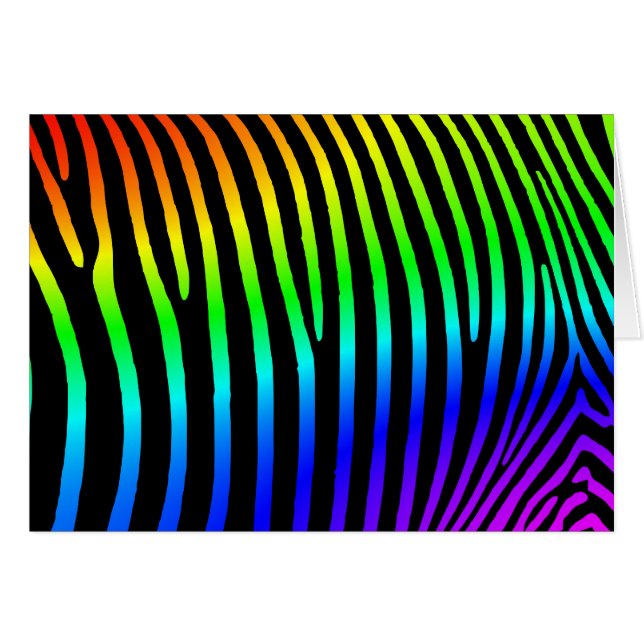 Cartão Rainbow Ombre Zebra Stripes (Frente Horizontal)