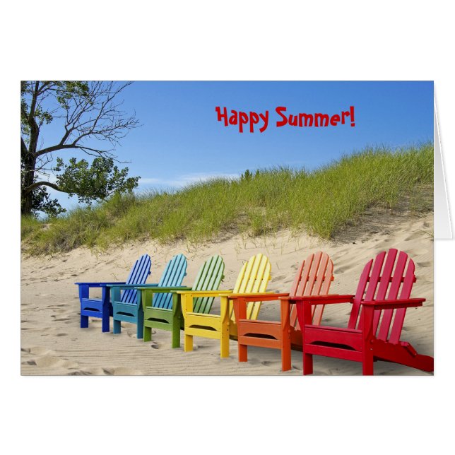 Cartão Rainbow Summer Beach Chairs (Frente Horizontal)