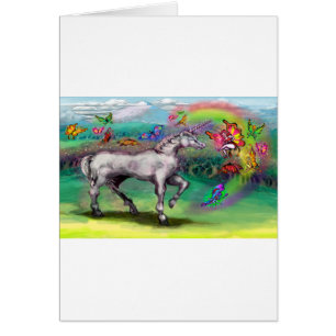 Cartão Rainbow Unicorn Borboletas