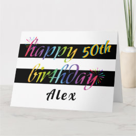 Cartão Rainbow Watercolor 50th ou Qualquer Saudação de An