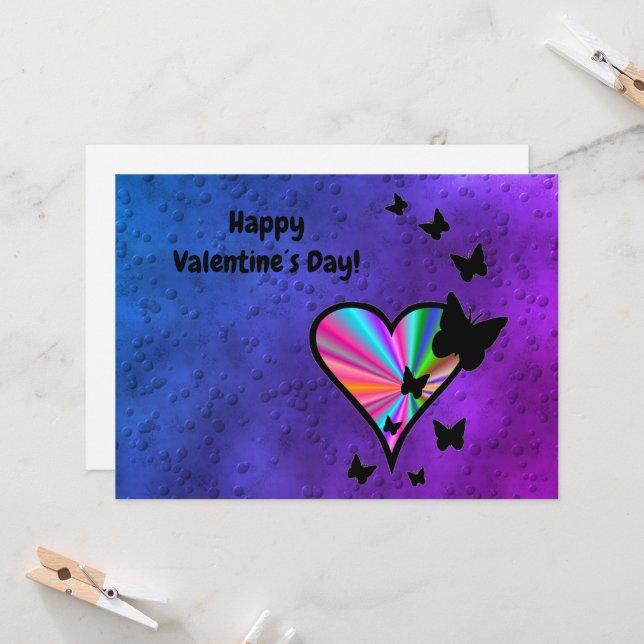 Cartão Rainbowheart e Borboleta (Frente/Verso In Situ)