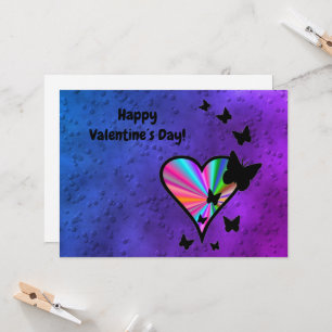 Cartão Rainbowheart e Borboleta