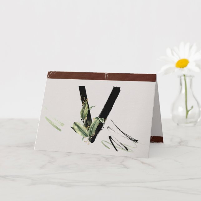 Cartão RainForest Incorporado - Letra Pintada V Monograma (Planta pequena)