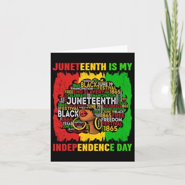 Cartão Rainha Afro Mulher Juneteenth É Meu Dia Da Indepen (Frente)